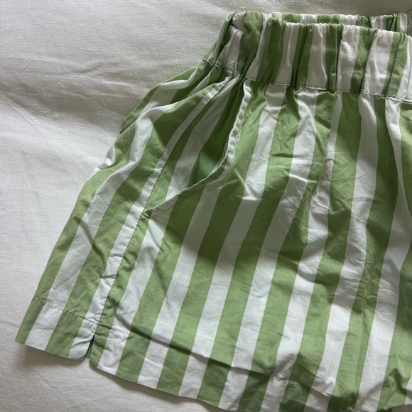 Green and White Striped Women Shorts - Picture 3 of 3